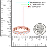 Heart Ring Band Lab Created Opal 925 Sterling Silver (4mm)
