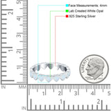 Heart Ring Band Lab Created Opal 925 Sterling Silver (4mm)