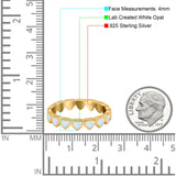 Heart Ring Band Lab Created Opal 925 Sterling Silver (4mm)