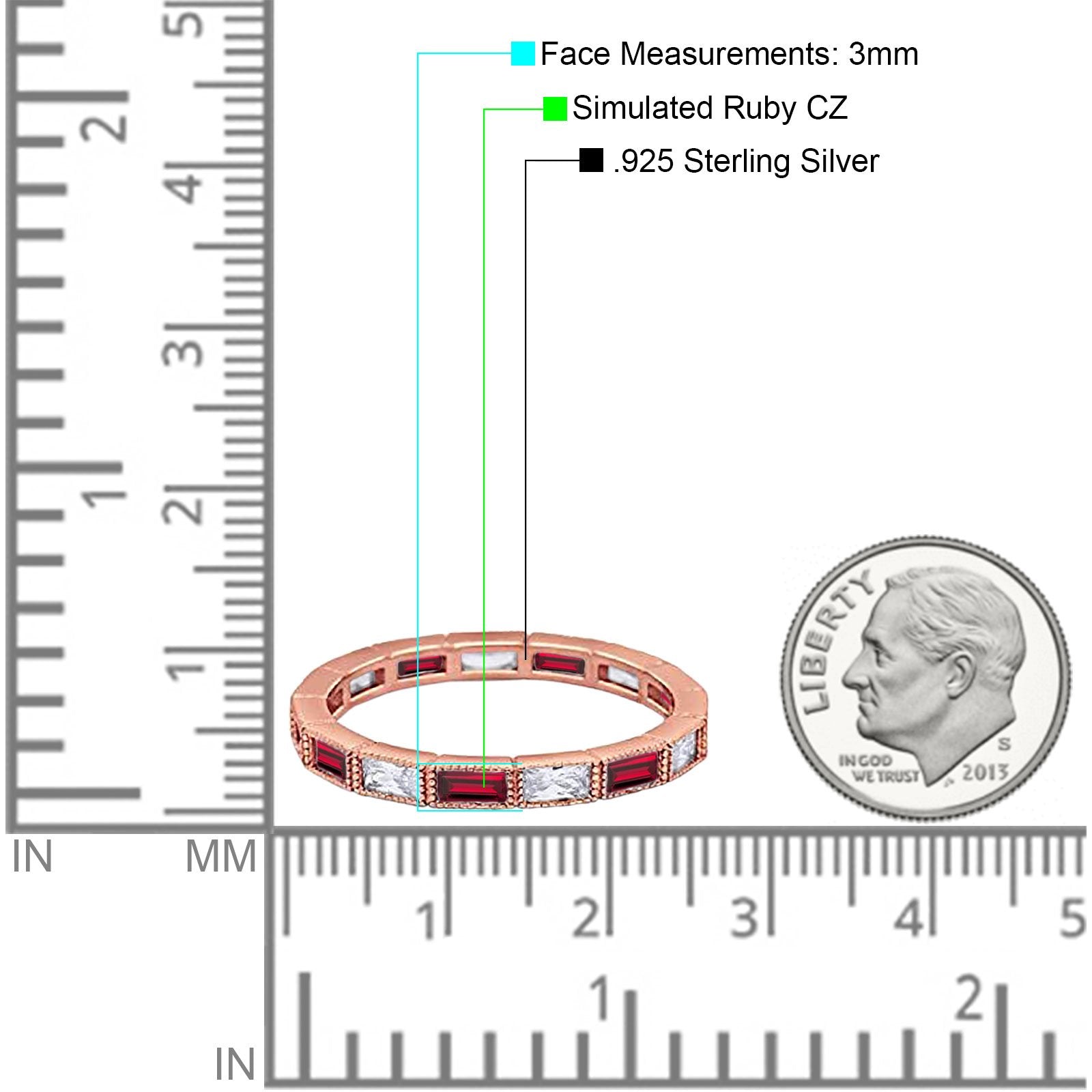 Art Deco Baguette Full Eternity Wedding Band Ring Simulated CZ 925 Sterling Silver