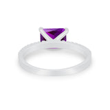 Vintage Wedding Ring Sideways Emerald Cut Round CZ 925 Sterling Silver