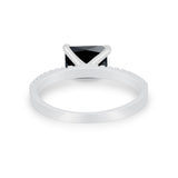 Vintage Wedding Ring Sideways Emerald Cut Round CZ 925 Sterling Silver