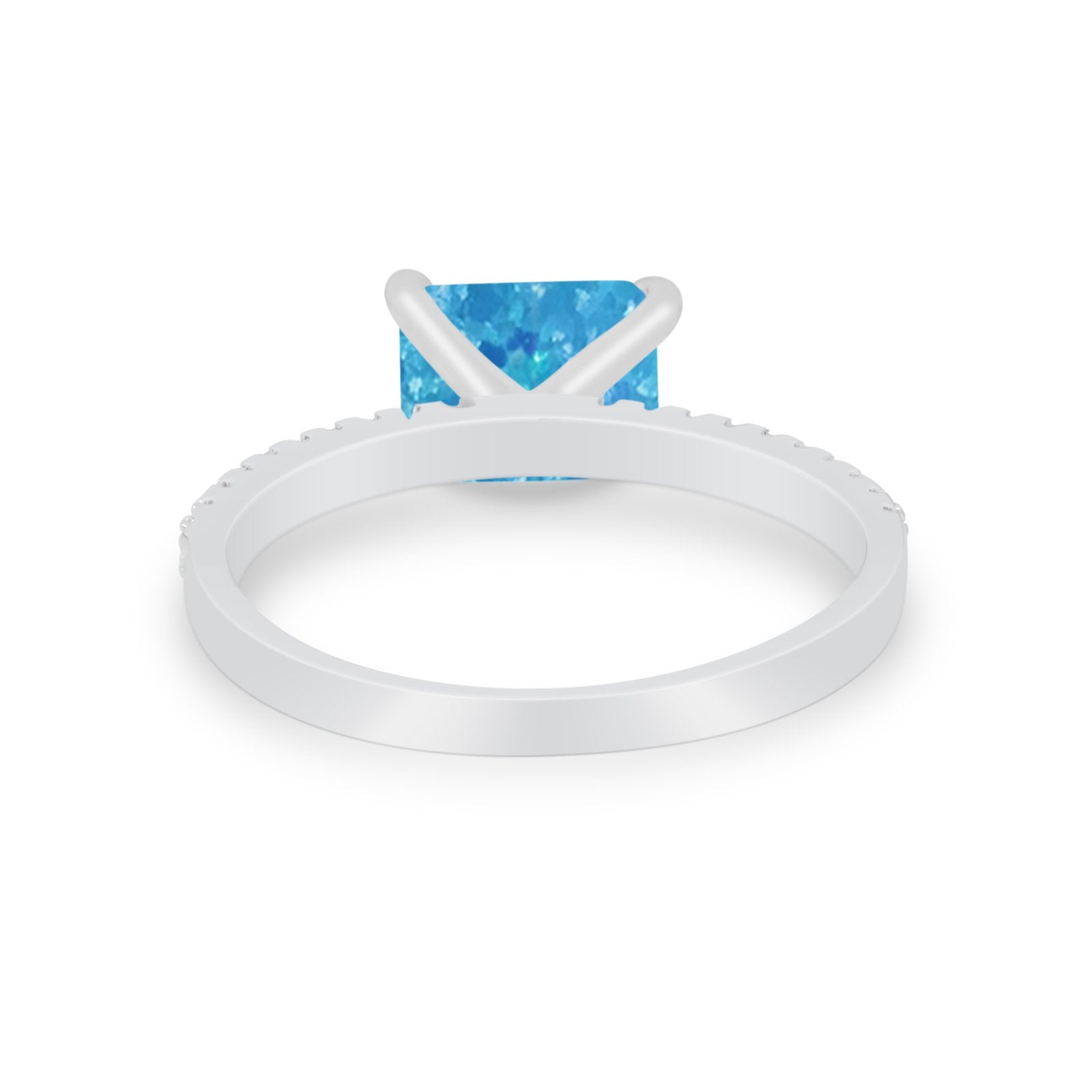 Vintage Wedding Ring Sideways Emerald Cut Round CZ 925 Sterling Silver