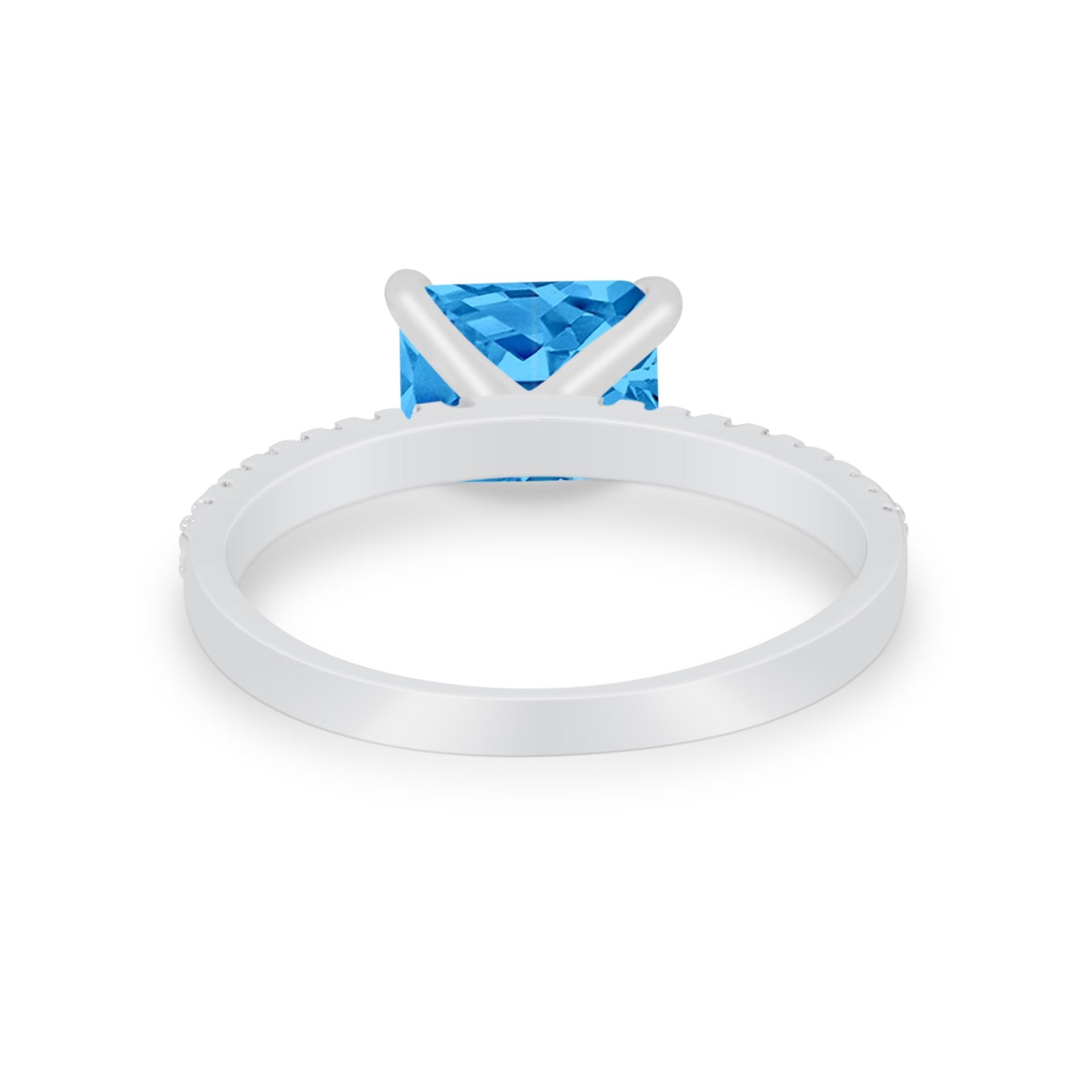 Vintage Wedding Ring Sideways Emerald Cut Round CZ 925 Sterling Silver