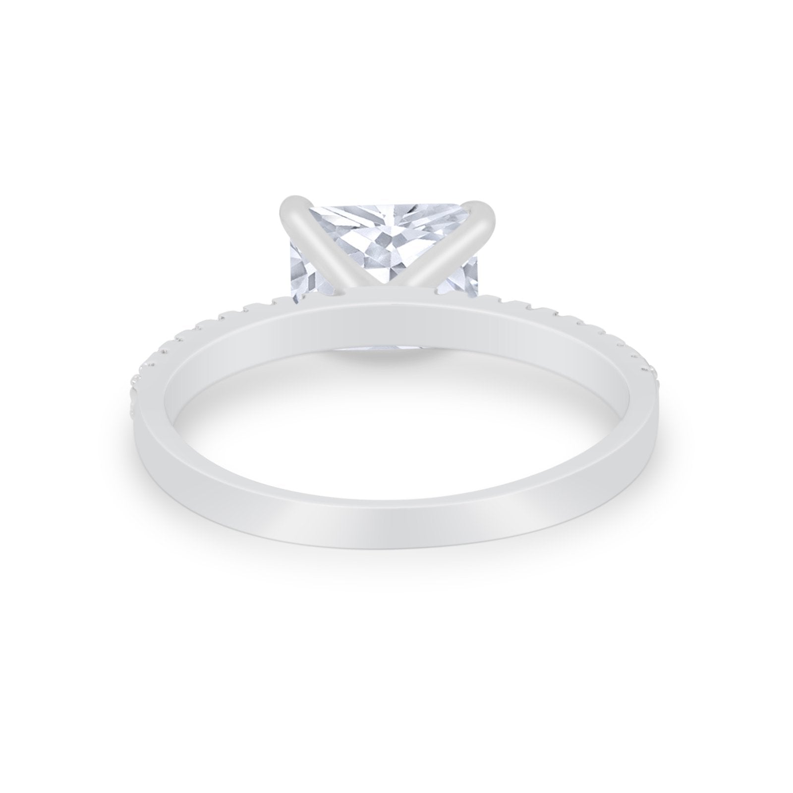 Vintage Wedding Ring Sideways Emerald Cut Round CZ 925 Sterling Silver