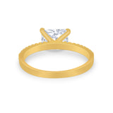 Vintage Wedding Ring Sideways Emerald Cut Round CZ 925 Sterling Silver