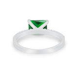 Vintage Wedding Ring Sideways Emerald Cut Round CZ 925 Sterling Silver
