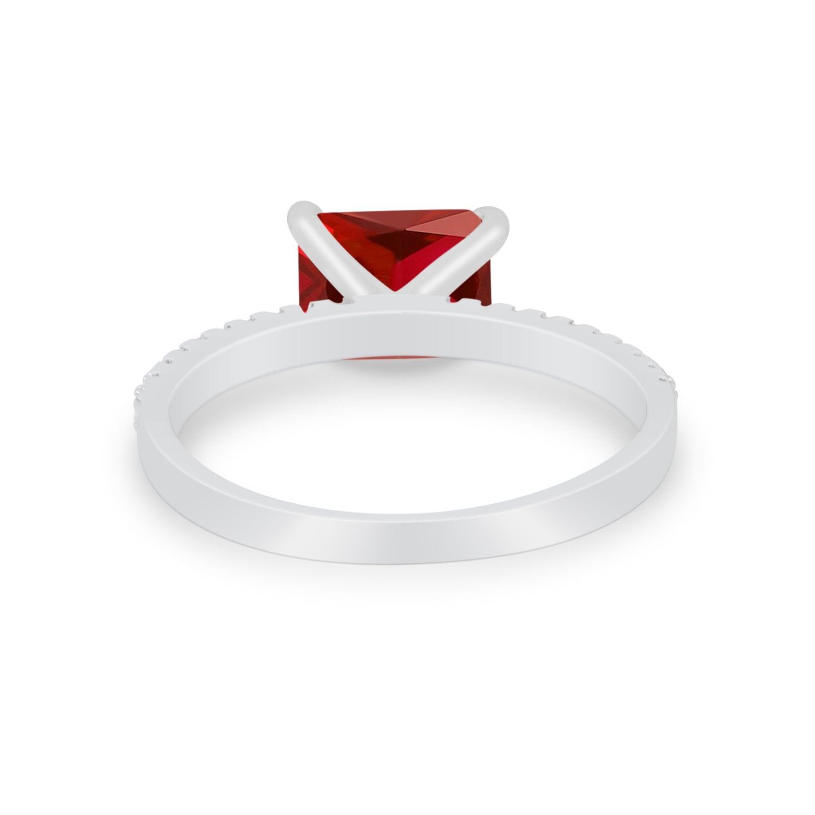 Vintage Wedding Ring Sideways Emerald Cut Round CZ 925 Sterling Silver