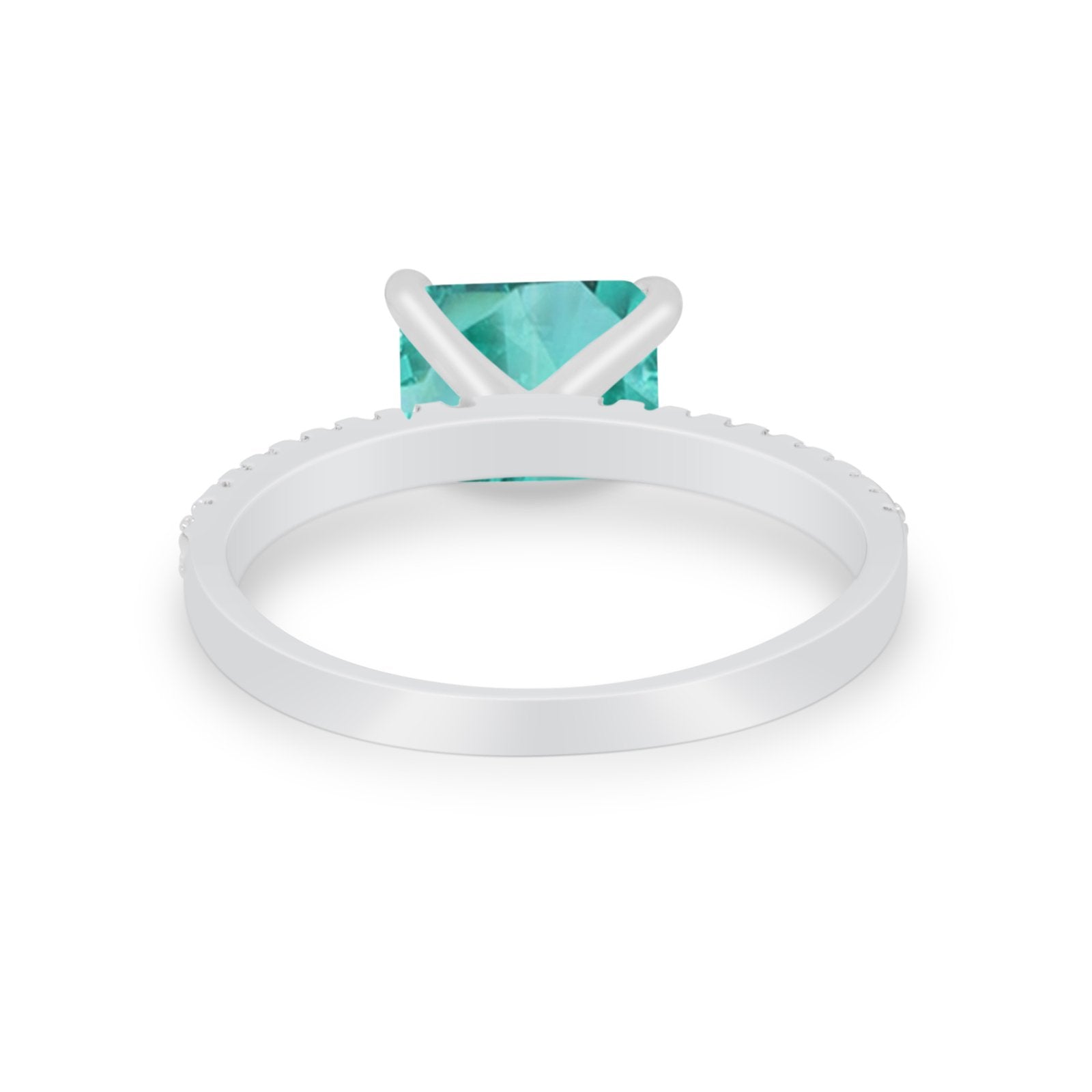 Vintage Wedding Ring Sideways Emerald Cut Round CZ 925 Sterling Silver