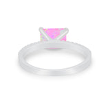 Vintage Wedding Ring Sideways Emerald Cut Round CZ 925 Sterling Silver