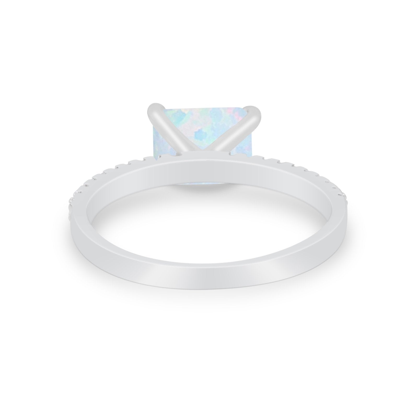 Vintage Wedding Ring Sideways Emerald Cut Round CZ 925 Sterling Silver