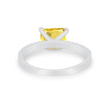 Vintage Wedding Ring Sideways Emerald Cut Round CZ 925 Sterling Silver