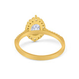 Oval Wedding Ring Vintage Round Simulated Cubic Zirconia 925 Sterling Silver