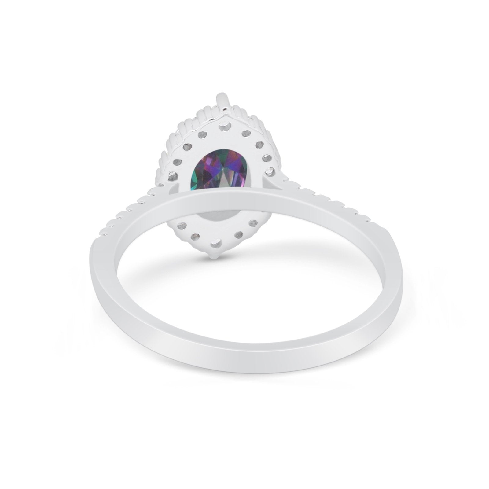 Oval Wedding Ring Vintage Round Simulated Cubic Zirconia 925 Sterling Silver