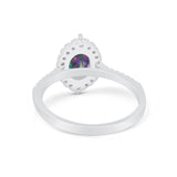 Oval Wedding Ring Vintage Round Simulated Cubic Zirconia 925 Sterling Silver