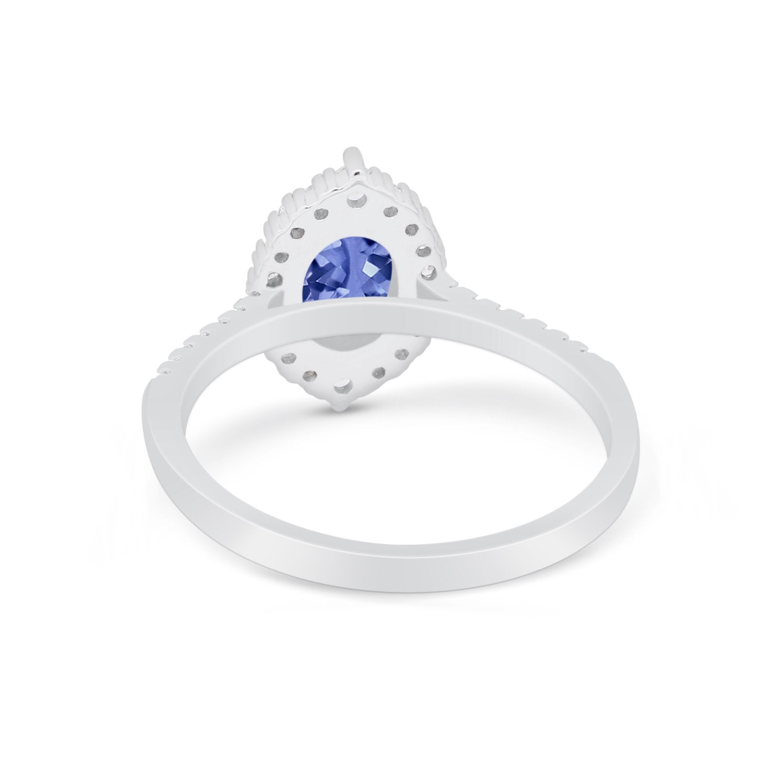 Oval Wedding Ring Vintage Round Simulated Cubic Zirconia 925 Sterling Silver