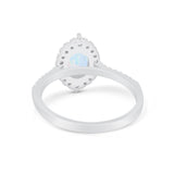 Oval Wedding Ring Vintage Round Simulated Cubic Zirconia 925 Sterling Silver