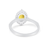 Oval Wedding Ring Vintage Round Simulated Cubic Zirconia 925 Sterling Silver