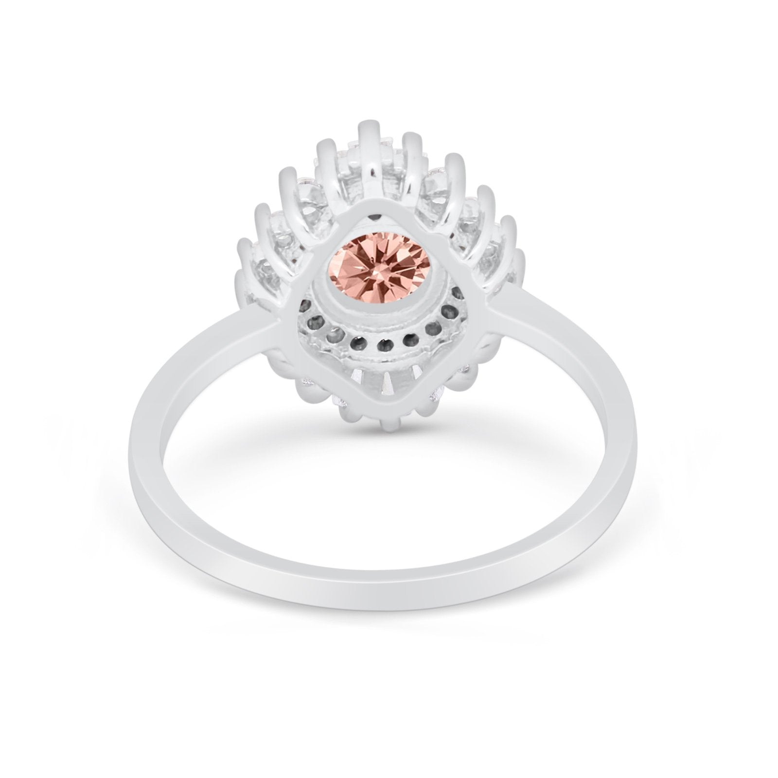Art Deco Wedding Engagement Bridal Ring Baguette Round CZ 925 Sterling Silver