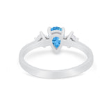 Three Stone Wedding Ring Pear Round Simulated Cubic Zirconia 925 Sterling Silver