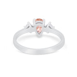 Three Stone Wedding Ring Pear Round Simulated Cubic Zirconia 925 Sterling Silver