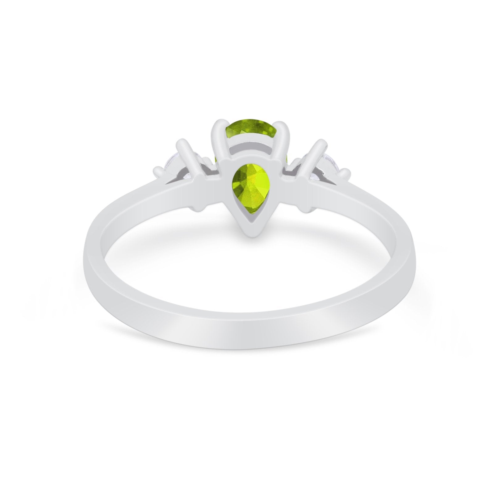 Three Stone Wedding Ring Pear Round Simulated Cubic Zirconia 925 Sterling Silver
