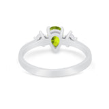 Three Stone Wedding Ring Pear Round Simulated Cubic Zirconia 925 Sterling Silver