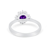 Halo Floral Art Deco Wedding Engagement Ring Round CZ 925 Sterling Silver