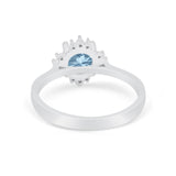 Halo Floral Art Deco Wedding Engagement Ring Round CZ 925 Sterling Silver