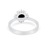 Halo Floral Art Deco Wedding Engagement Ring Round CZ 925 Sterling Silver