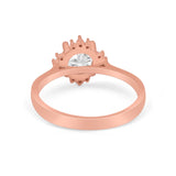 Halo Floral Art Deco Wedding Engagement Ring Round CZ 925 Sterling Silver