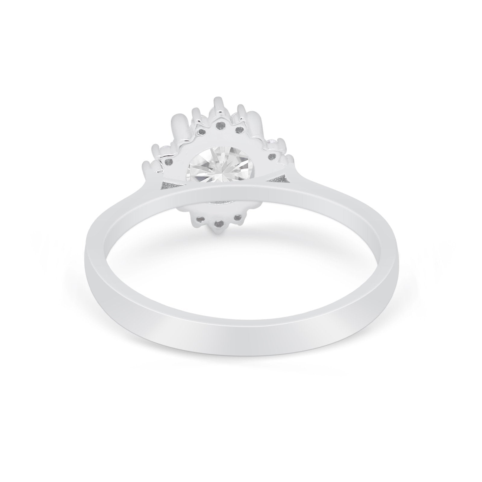 Halo Floral Art Deco Wedding Engagement Ring Round CZ 925 Sterling Silver