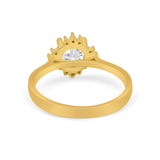 Halo Floral Art Deco Wedding Engagement Ring Round CZ 925 Sterling Silver