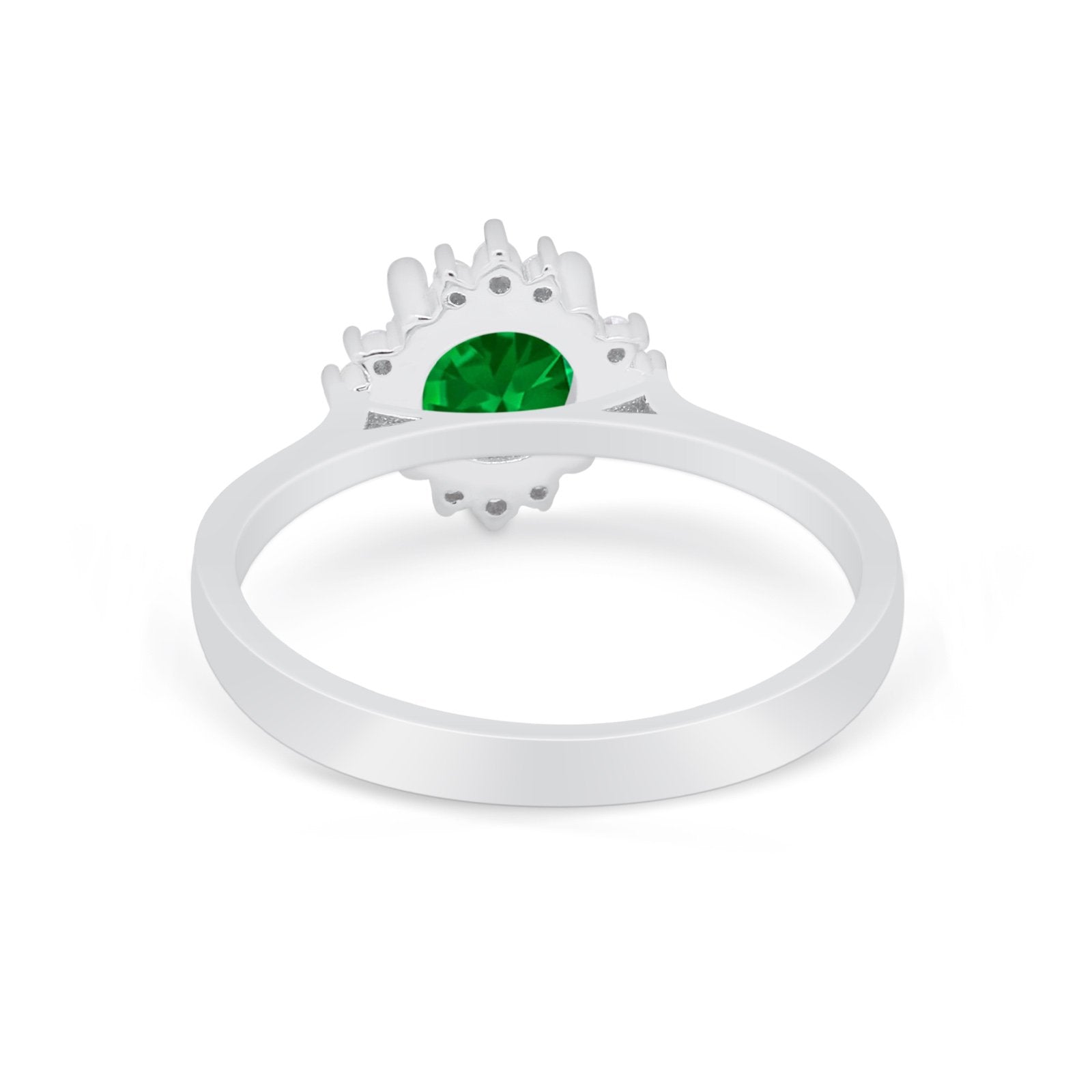 Halo Floral Art Deco Wedding Engagement Ring Round CZ 925 Sterling Silver