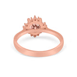 Halo Floral Art Deco Wedding Engagement Ring Round CZ 925 Sterling Silver