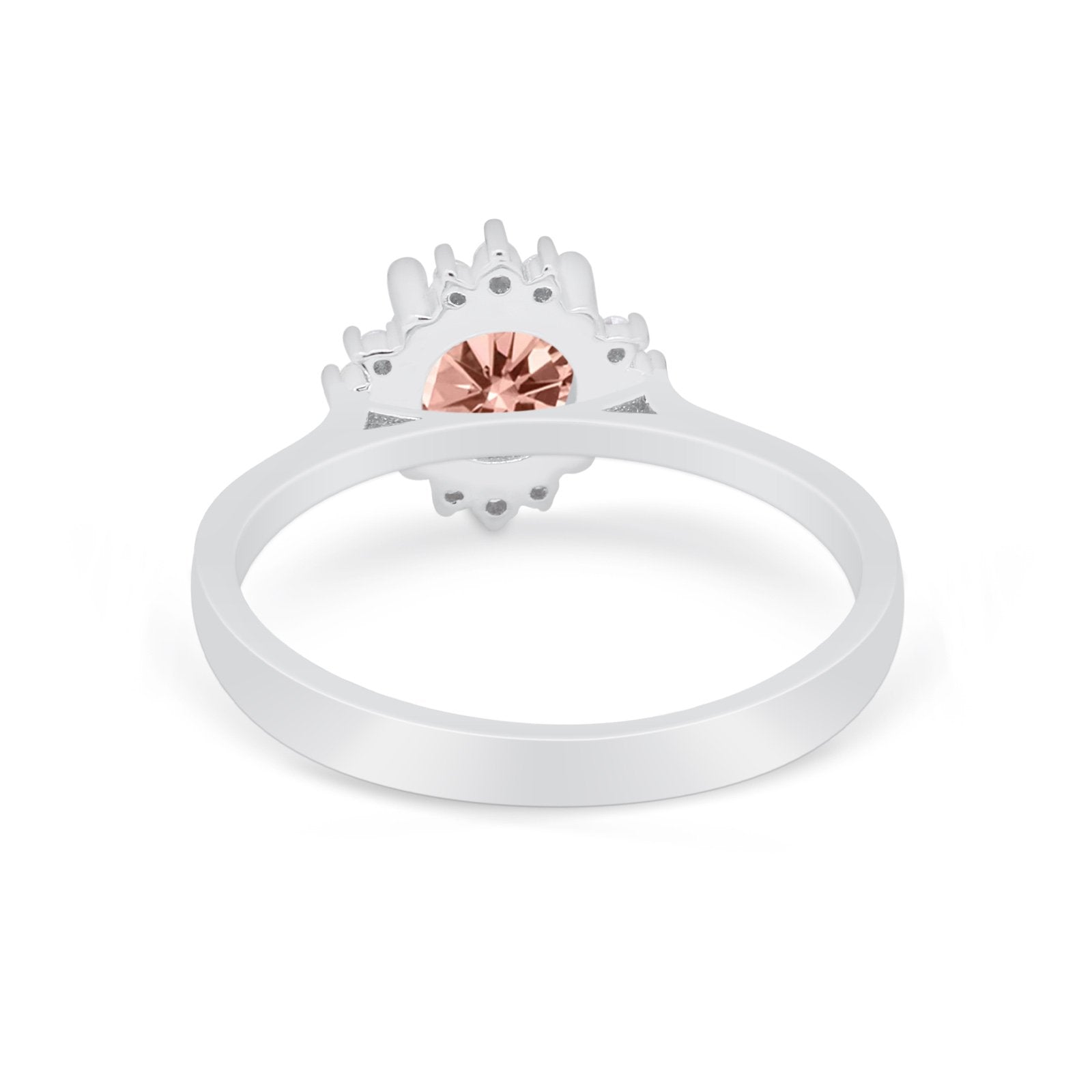 Halo Floral Art Deco Wedding Engagement Ring Round CZ 925 Sterling Silver
