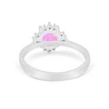 Halo Floral Art Deco Wedding Engagement Ring Round CZ 925 Sterling Silver