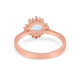 Halo Floral Art Deco Wedding Engagement Ring Round CZ 925 Sterling Silver