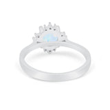 Halo Floral Art Deco Wedding Engagement Ring Round CZ 925 Sterling Silver