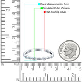 Eternity Ring Wedding Engagement Band Marquise Round Pave Simulated Cubic Zirconia 925 Sterling Silver (3mm)