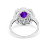 Art Deco Wedding Ring Halo Round Simulated Cubic Zirconia 925 Sterling Silver