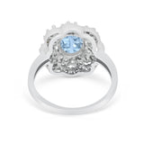Art Deco Wedding Ring Halo Round Simulated Cubic Zirconia 925 Sterling Silver