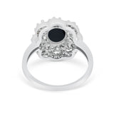Art Deco Wedding Ring Halo Round Simulated Cubic Zirconia 925 Sterling Silver