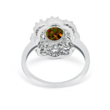 Art Deco Wedding Ring Halo Round Simulated Cubic Zirconia 925 Sterling Silver