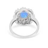 Art Deco Wedding Ring Halo Round Simulated Cubic Zirconia 925 Sterling Silver