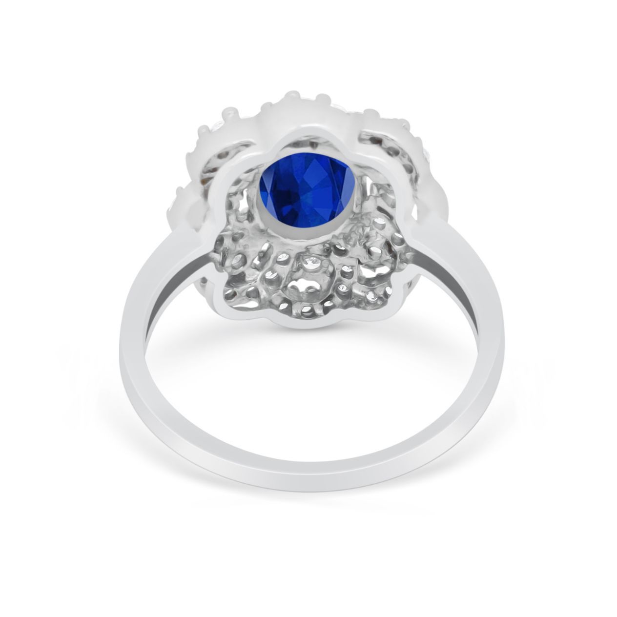 Art Deco Wedding Ring Halo Round Simulated Cubic Zirconia 925 Sterling Silver