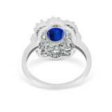 Art Deco Wedding Ring Halo Round Simulated Cubic Zirconia 925 Sterling Silver