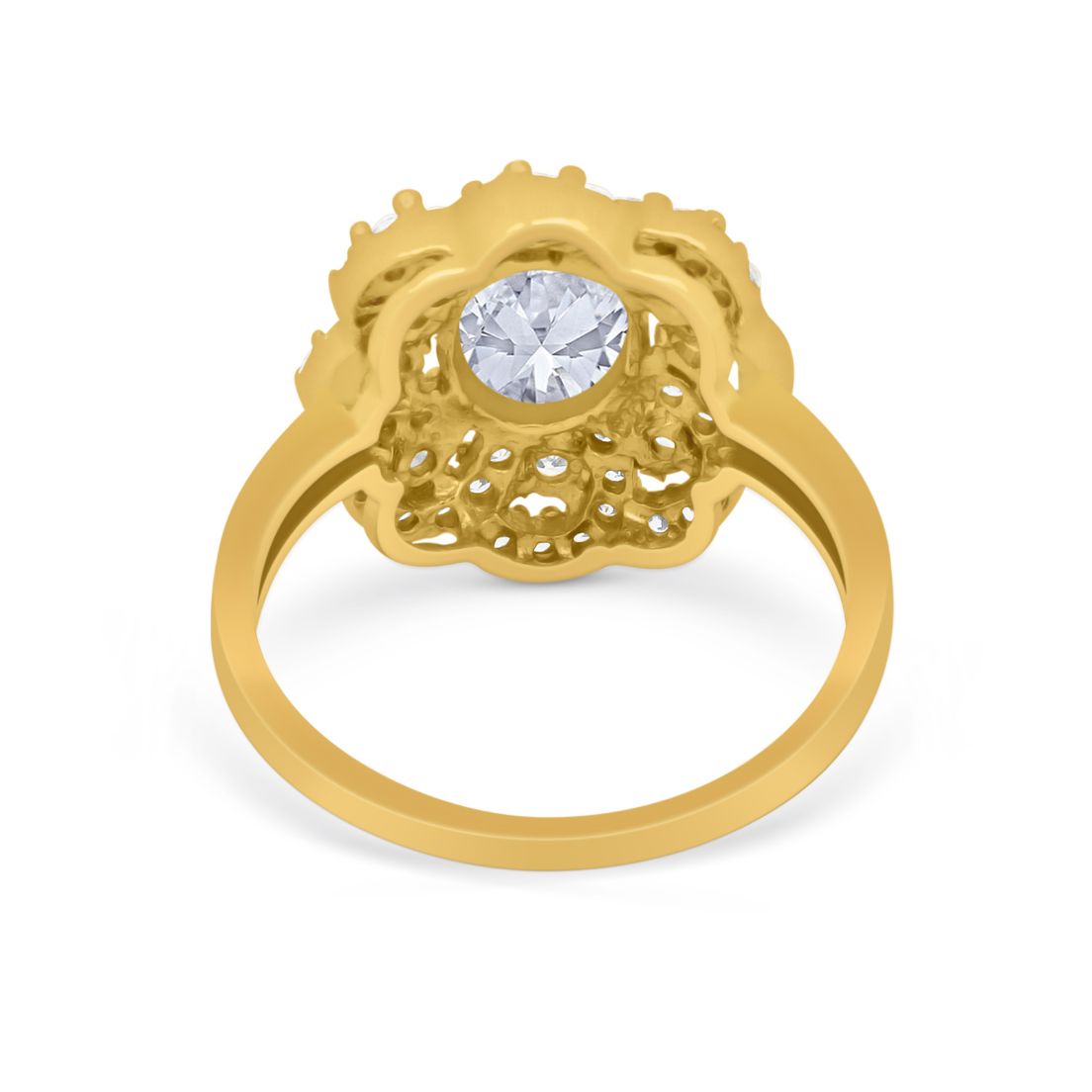 Art Deco Wedding Ring Halo Round Simulated Cubic Zirconia 925 Sterling Silver