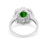 Art Deco Wedding Ring Halo Round Simulated Cubic Zirconia 925 Sterling Silver