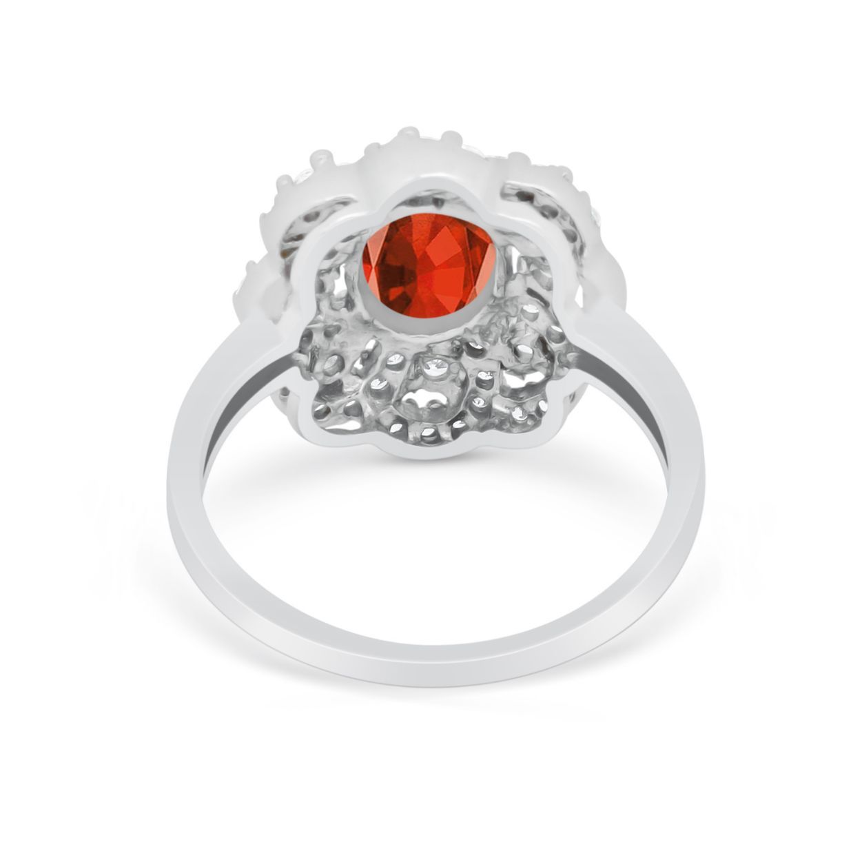 Art Deco Wedding Ring Halo Round Simulated Cubic Zirconia 925 Sterling Silver